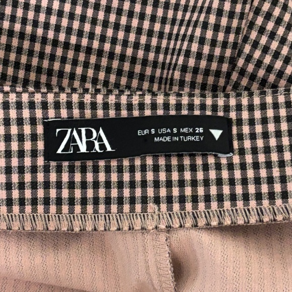 Zara Black & Pink Gingham Check Pleated Shorts - Size S - Picture 7 of 8